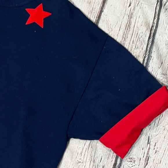 Vintage Stars America Blue Crewneck Short Sleeve 1980s Women's Sweatshirt - Picture 3 of 4